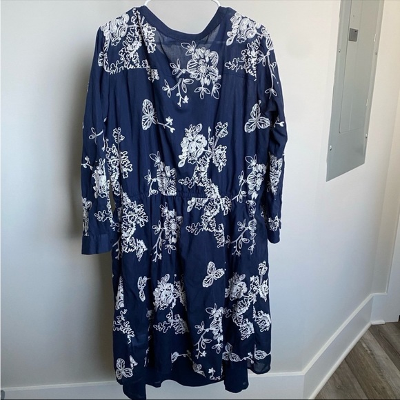 Westport 1962 Dress Navy w/White Embroidery Coastal Beach Travel Cruise Dress - Picture 3 of 8